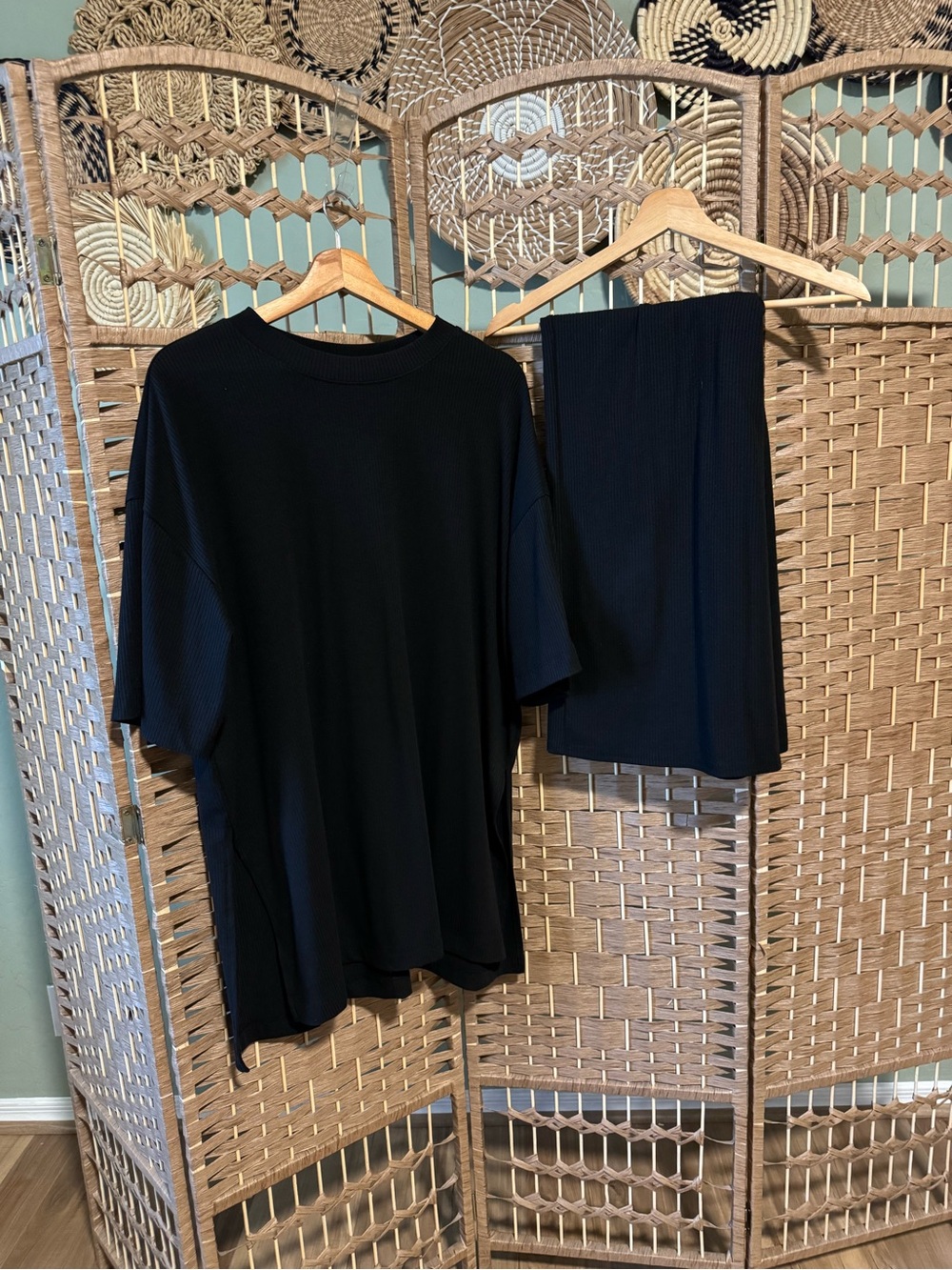Dressed in LALA Black Ribbed Two-Piece Set - Top & Pants